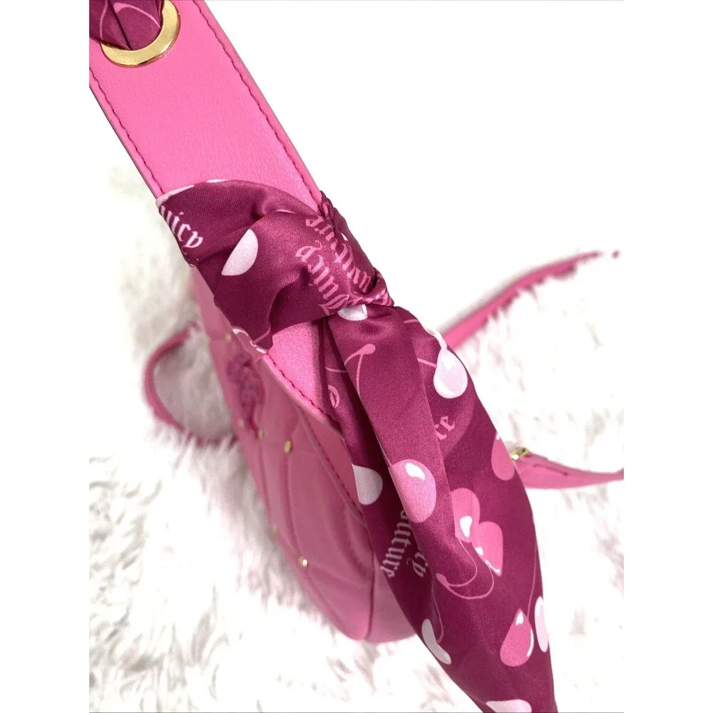 Juicy Couture Shoulder Bag with Scarf Holding The Line COHO Raspberry Hot Pink